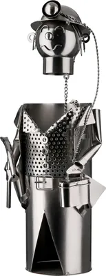 Produktbild von Gilde Flaschenhalter, Mann, "Bergmann", Metall, silberfarben, VE 2, L. 13 cm, B. 15 cm, H. 33 cm 65092 4063387650929