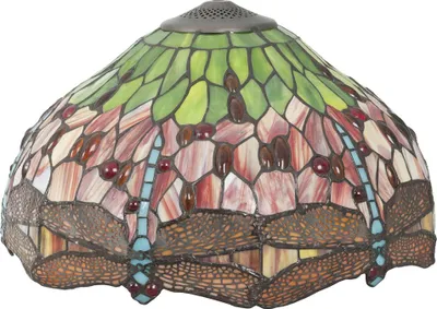 Produktbild von Clayre & Eef Lampenschirm Tiffany Ø 42x24 cm Rot Grün Glas Libelle