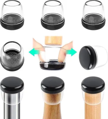 Produktbild von Famanu Möbelschoner für Stuhlbeine - Silikon mit Gleitern - 24 Stück - Schwarz/Braun/Transparent