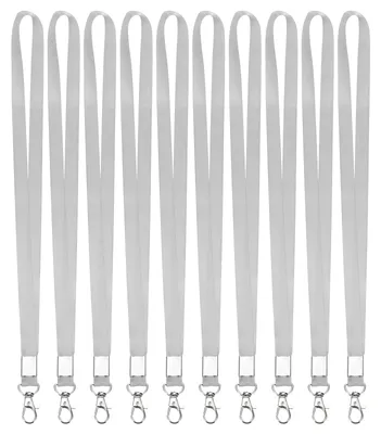 10 Schlüsselbänder Polyester 43 cm mit Karabiner, Grau