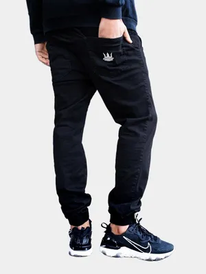 Produktbild von Jigga Crown Stitch Stoff-Jogger-Hose Schwarz / Weiß L