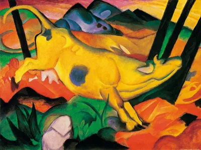 Produktbild von Franz Marc Kunstdruck Bild - Die Gelbe Kuh, 1911 (60 x 80 cm)