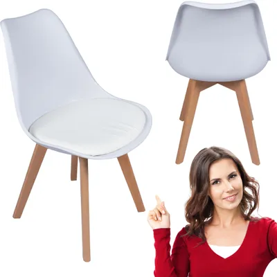 Zdjęcie produktu dla Nowoczesne krzesło z poduszką w stylu skandynawskim do salonu jadalni kuchni biały