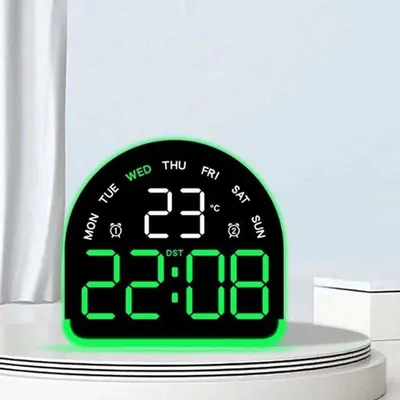 Immagine prodotto di Sveglia digitale a LED con indicatore di luce ambientale e temperatura, 3 livelli di luminosità e funzione di regolazione automatica della luminosità, ideale per l'ufficio.