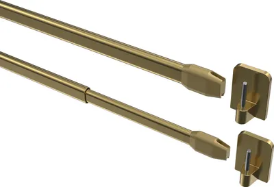 Produktbild von Interdeco Vitragestangen mit Klebehaken / ausziehbare Scheibenstangen Messing-farbig, Typ Geno, 30-50 cm, Pack. 8 Stück