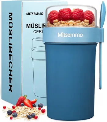 Produktbild von Müsli-Becher mit Löffel und Joghurtbecher für Unterwegs