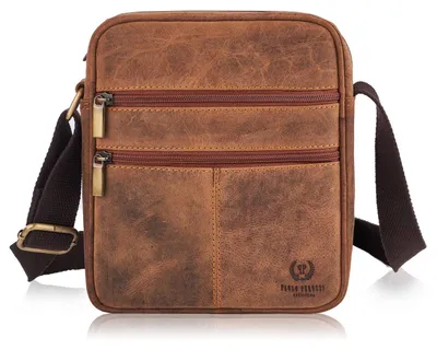 Produktbild von Paolo Peruzzi Herrentasche Umhängetasche aus Echtes Leder Vintage-Stil Neu Braun