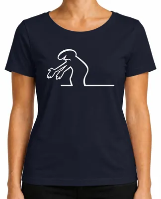 Imagen del producto de Camiseta para mujer, diseño "Linea Balum Strichmännchen Kult" de Osvaldo Cavandoli, color azul marino, talla L