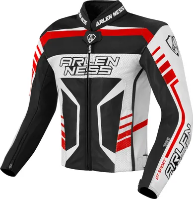 Produktbild von Arlen Ness Rapida 2 Motorrad Lederjacke, schwarz/weiß/rot, 48