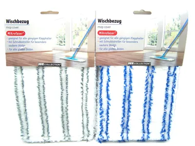 Produktbild von Bodenwischer Ersatzbezug 2 Stück 43 x 14,5 cm Microfaser Farben, grau - blau - weiß