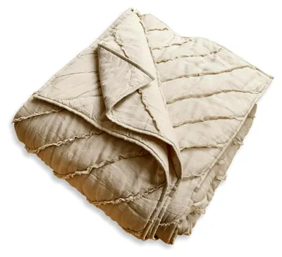 Produktbild von Quilt Eynden, weiche Füllung, verspielter Rüscheneffekt, gemütlich und wärmend, Tagesdecke, Zierdecke, Leinen, Baumwolle, Polyester, beige