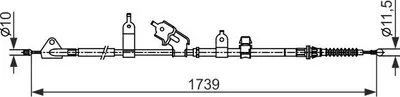 Produktbild von BOSCH Handbremsseil Seilzug Feststellbremse für TOYOTA Verso S (P12) Hinten Rechts 1 987 482 566