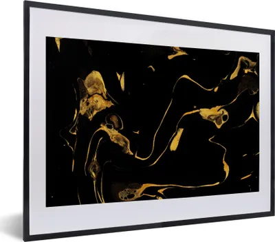 Produktbild von MuchoWow® Gerahmtes Poster Muster - Gold - Schwarz 40x30 cm - Poster mit Schwarzem Bilderrahmen Wandposter Rahmen Foto Bilder - Bilderrahmen - Poster im Rahmen