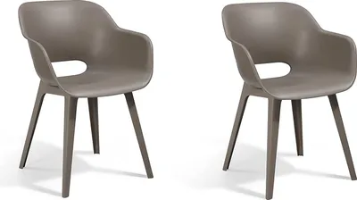Produktbild von Allibert by Keter zahradní židle Akola, cappuccino, sada 2 kusů, plast, rozměry: 56,7 x 55,8 x 80,1 cm, stohovatelná, odolná proti povětrnostním vlivům, venkovní provedení