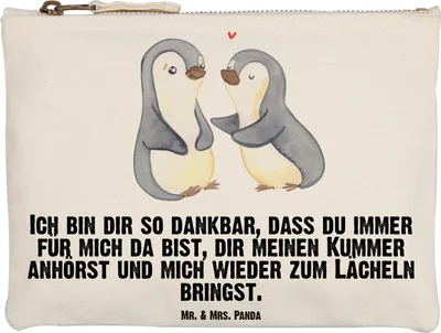 Produktbild von Mr. & Mrs. Panda Waschtasche Pinguine trösten Grösse XL Große - Weiß - Geschenk, Kulturbeutel, Stiftemäppchen, Pouch, für Freundin, Partner, Liebesbeweis, Mäppchen
