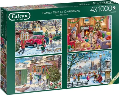 Produktbild von Falcon 11269 Victor Mclindon Family Time at Christmas 4x1000 Teile Puzzle