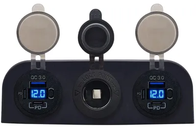 Produktbild von ProRide 12V USB Autoladegerät 3 Ports QC3.0 Voltmeter 12/24V mit Schalter