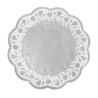 Obrázek produktu pro Dekorativní krajka kulatá bílá, průměr 32 cm - 6 ks