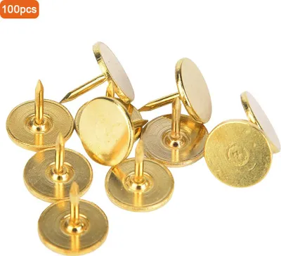 Zdjęcie produktu dla 100 sztuk gwoździ z płaską główką Ue Deco do mebli, R Home FTS - Żółte X 1 Mm (średnica 9 mm * długość całkowita 8 mm)