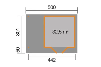 Productafbeelding van Tuinhuis Weka Designhaus 126 A, model 3, met vloer en zijgeveloverkapping, afmetingen 500 x 375 cm, naturel kleur
