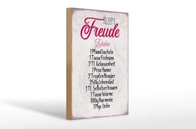 Produktbild von Holzschild Spruch 20x30cm Rezept Freude Zutaten Schild