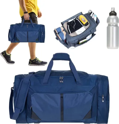 Produktbild von Sporttasche Reisetasche Damen Herren groß Elephant Large 40 Liter Freizeittasche Fitnesstasche Fußball Tasche Force L 52 cm 5176 Blau + Flasche