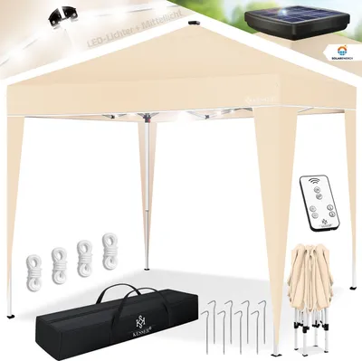 Produktbild von KESSER® Faltpavillon 3x3m Pavillon mit Solar LED  Beleuchtung  & UV-Schutz Partyzelt Pop-Up  Gartenzelt Höhenverstellbar