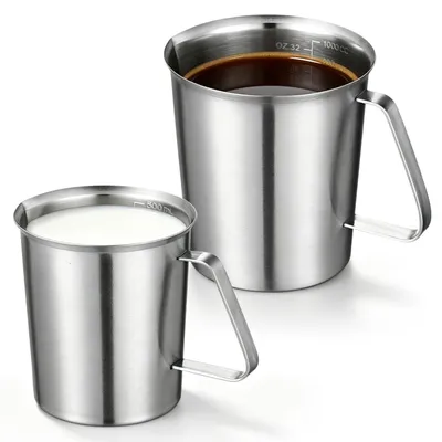 2er-Set Edelstahl-Messbecher 500 ml + 1000 ml
