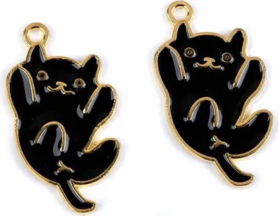 Immagine prodotto di Ciondolo in metallo gatto nero - 2 pz