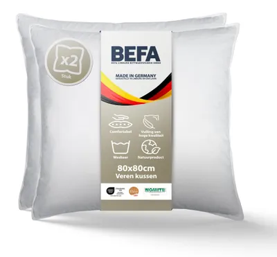 Federkissen 80x80 cm, 2 Stück, 1200 g, NOMITE, DOWNPASS