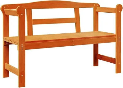 Imagen del producto de Banco de jardín de madera maciza de pino, color marrón, dimensiones: 119 x 44 x 76 cm