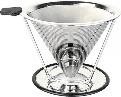Productafbeelding van Koffiefilterhouder - Herbruikbaar - Geschikt voor het ontgisting van koffie - Staal - 136*93 mm - Zilver - Koffiefilter