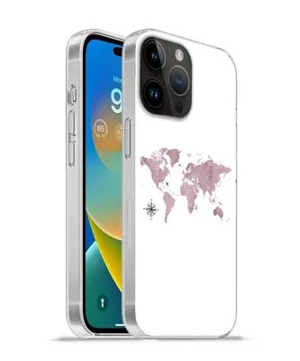 Produktbild von MuchoWow® Handyhülle Schutzhülle Hülle für Apple iPhone 14 Pro Max Weltkarte - Rosa - Flugzeug Silikon Softcase Handy Hülle - Hardcover
