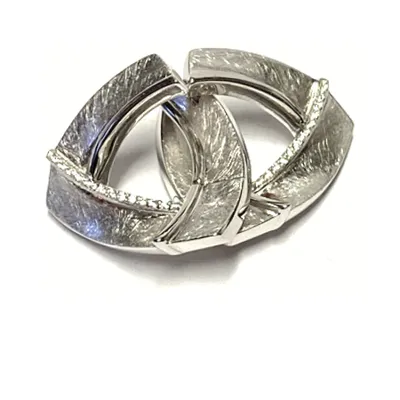 Produktbild von Ohrring 925/- Silber rhodiniert teilweise matt Zirkonia Creole Scharniercreole eckig moderner Look