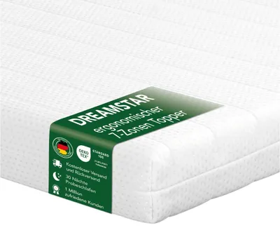 Produktbild von 10cm Ergonomischer 7-Zonen Matratzentopper | H3&H4 | 180 x 200 cm | Matratzenauflage | DREAMSTAR Easy Flex