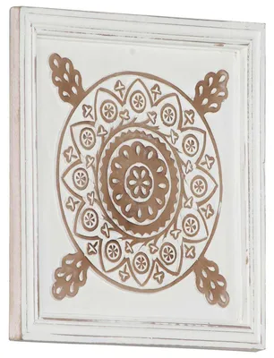 Image de vidaXL Décoration synthétique, lot de 2, marron et blanc, 40 x 40 x 1,5 cm