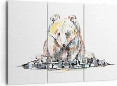 Produktbild von Bild auf Leinwand - Leinwandbild - Bär Spielzeug Spiel Illustration - 165x110cm - Wand Bild - Wanddeko - Leinwanddruck - Bilder - Kunstdruck - Leinwand bilder - Wandkunst - CE165x110-2987