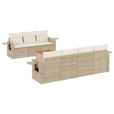 Produktbild von 8-tlg. Garten-Sofagarnitur mit Kissen Beige Poly Rattan