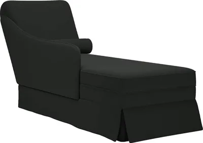 Produktbild von "2026 Promotion" Chaiselongue mit Nackenrolle und Rechter Armlehne Schwarz Samt - Recamieren CC23556