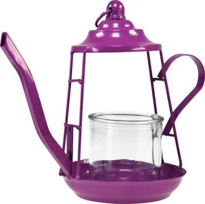 Produktbild von Deko-Windlicht Teekannenform mit Glas-Einsatz für Vintage-Atmosphäre
