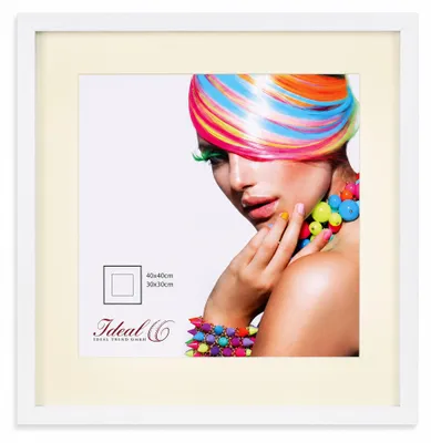 Produktbild von 3D Objektrahmen Holz Bilderrahmen quadratisch Wanddeko Collage Poster Fot Rahmen - Farbe: Weiß | Format: 40x40
