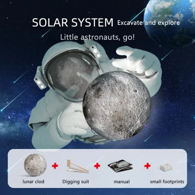 Produktbild von Sonnensystem-Ton-Ausgrabungsset, Erde, Mond, Planet, Erkundungsspielzeug, pädagogisch-wissenschaftliche Geschenke für Kinder, Jungen und Mädchen