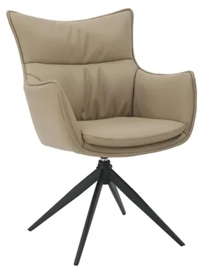 Produktbild von riess-ambiente Stuhl VOGUE taupe schwarz Kunstleder Metall 360° drehbar mit Armlehne