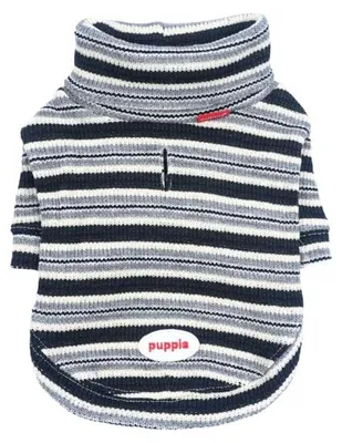 Hunde-Rollkragenpullover, schwarz, M, gestreift, klassisch