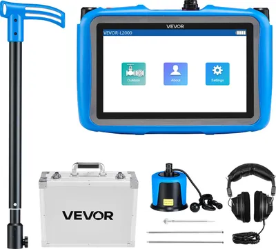 Produktbild von VEVOR Rohr-Wasserleckdetektor, 1 Hz – 10.000 Hz, 7-Zoll-Touchscreen, Wasserlecksuchgerät für 5 m lange unterirdische Rohrleitungen mit mittlerem Sensor, 3 Abhörstäben, Kopfhörer & Tasche