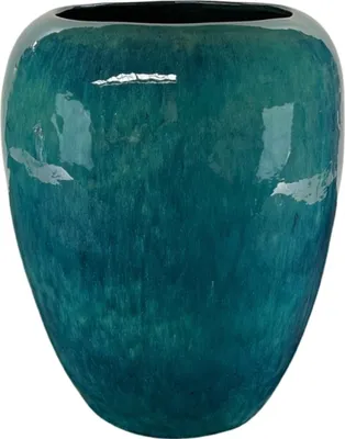 Produktbild von Keramischer Pflanzkübel Galilee - Türkis - Ø 48 cm ↑ 60 cm