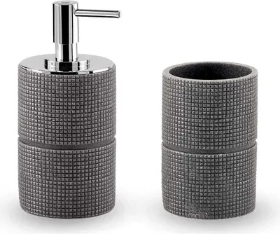 Immagine prodotto di Set accessori bagno per lavabo dispenser sapone e portaspazzolino | Marily