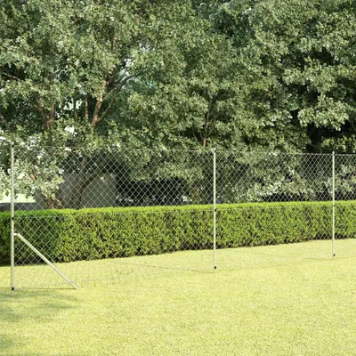 Image de vidaXL Clôture grillagée avec poteaux Acier galvanisé 15×1,5 m Argenté