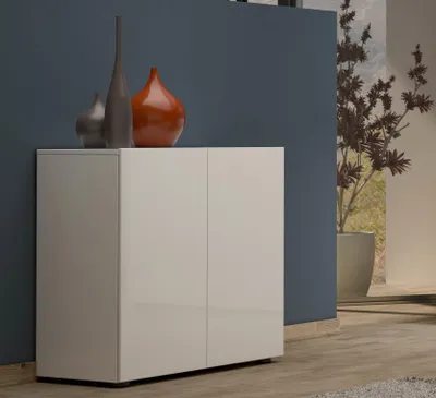 Image de Sideboard >Mister< in weiss, Lack Hochglanz - 90x80x38cm (BxHxT)