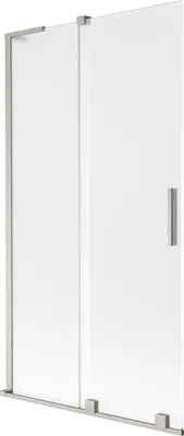 Produktbild von Mexen Velar L Badewannenfaltwand 2-flügelig verschiebbar 100 x 150 cm, Milchglas, gebürsteter Nickel - 896-100-003-31-97